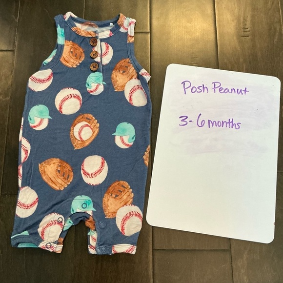 Posh Peanut Blue and Brown Baseball Pajama Set - Picture 1 of 3